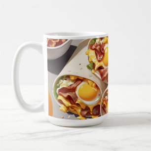Caneca De Café Tortilha de Bacon Ovo Queijo para o Café da Manhã