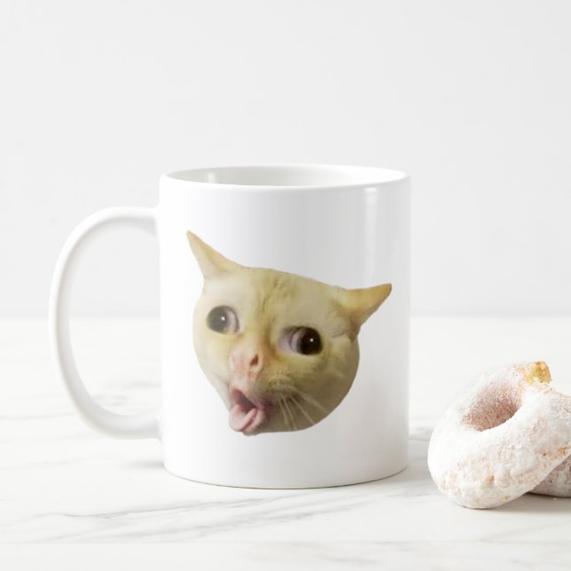 Caneca De Café Tosse A Mata De Gato Duplo Lado (Com Donut)