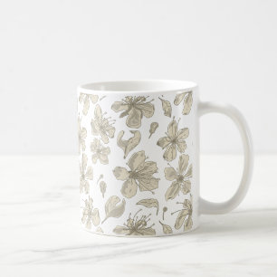 Caneca De Café Tossed Blossoms transparente - padrão sem falhas.