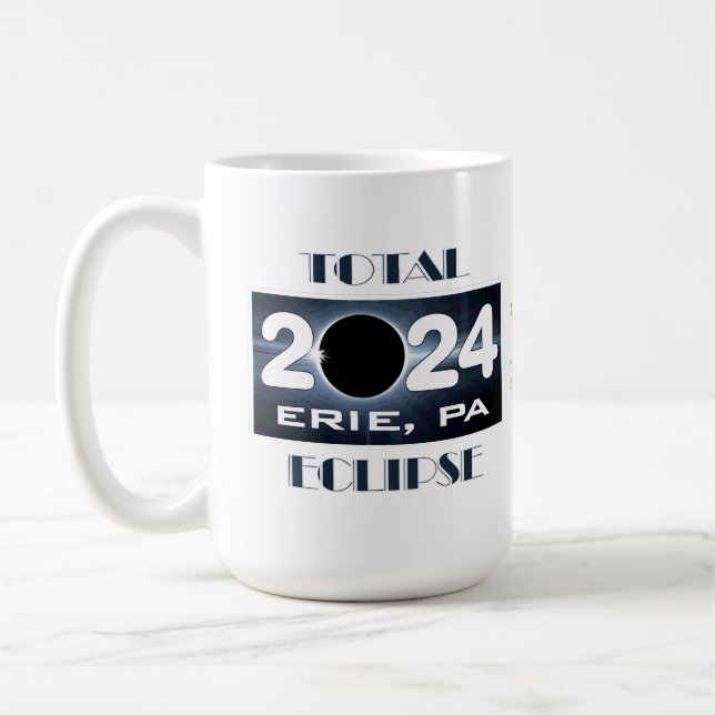 Caneca De Café Total Eclipse Erie PA 2024 Caminho da Totalidade (Esquerda)