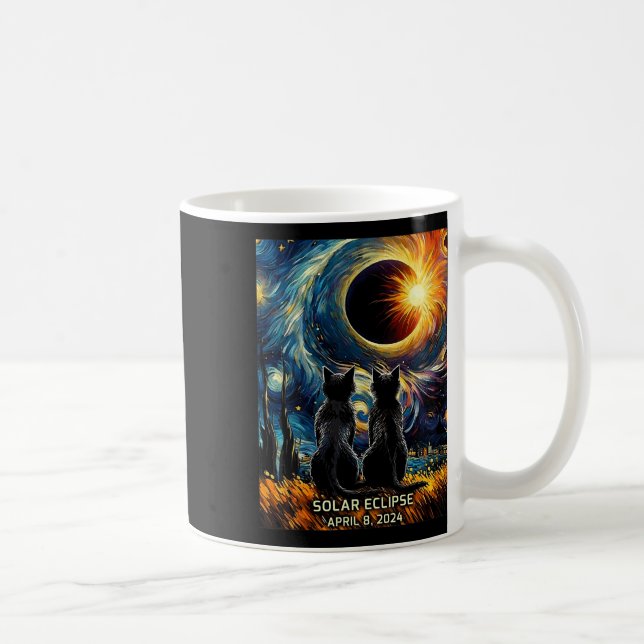 Caneca De Café Total Solar Eclipse 8 de abril de 2024 Van Gogh Ca (Direita)