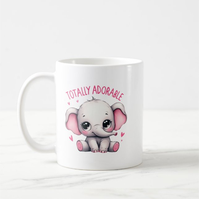 Caneca De Café Totally Adorable Elephant Cute Art (Esquerda)