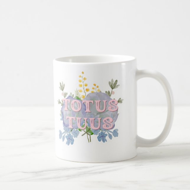 Caneca De Café Totus Tuus Catholic Marian Floral Mug (Direita)