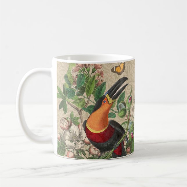 Caneca De Café Toucan Jungle Tropical Bird Beauful Antiguidade (Esquerda)