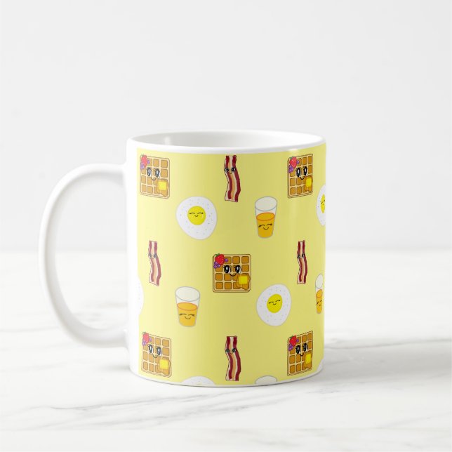 Caneca De Café Toucinho, ovos, waffles e suco de laranja (Esquerda)