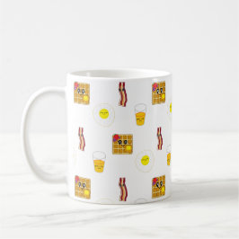 Caneca De Café Toucinho, ovos, waffles e suco de laranja