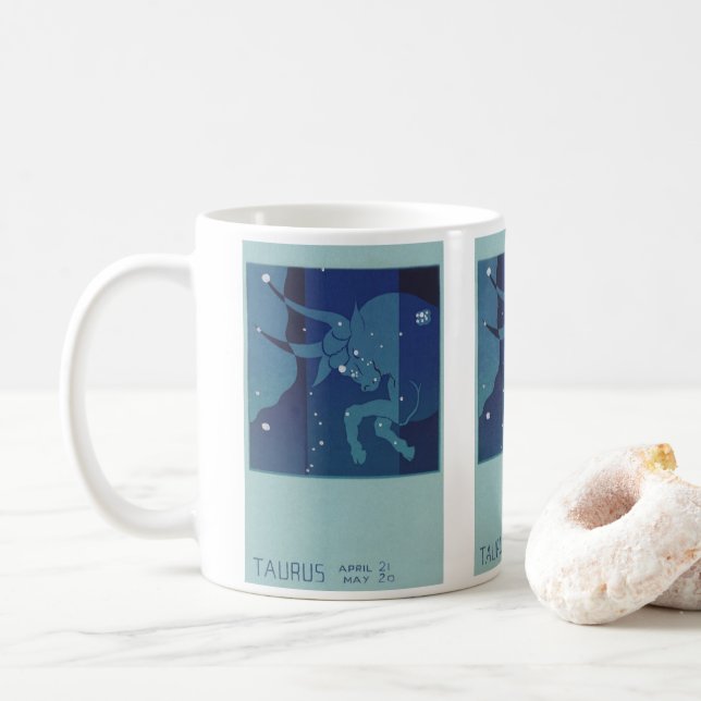 Caneca De Café Touro Constelação Vintage Zodiac Astrologia (Com Donut)
