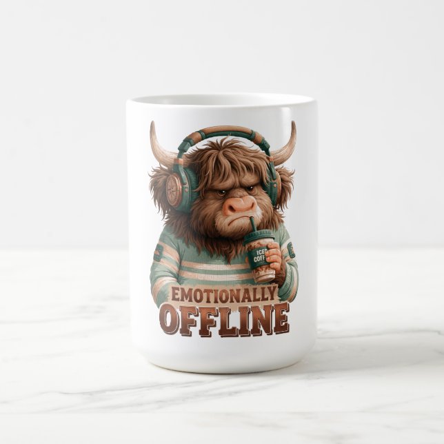 Caneca De Café Touro das Terras Altas com Gráfico Emocionalmente  (Centro)