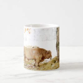 Caneca De Café Touro do charolês na neve