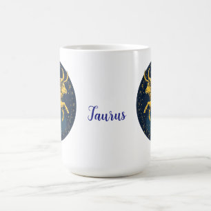 Caneca De Café Touro Dourado por Signos do Zodíaco Astrológico