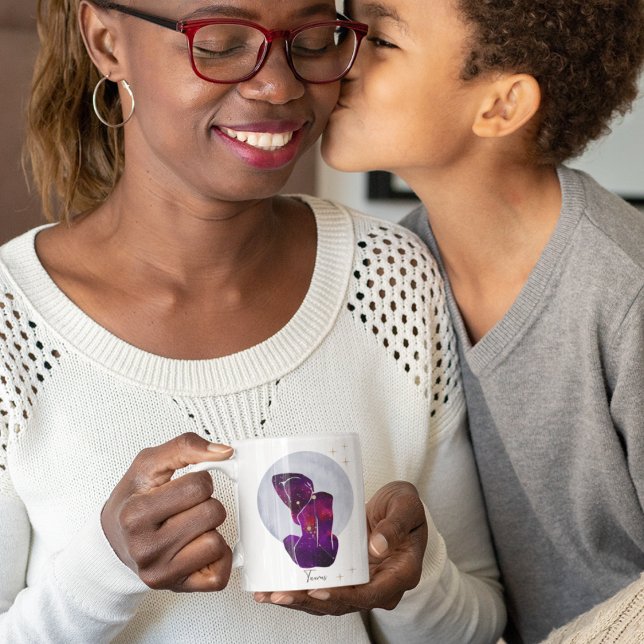 Caneca De Café Touro Dourado Roxo Design Feminino do Zodíaco (Criador carregado)