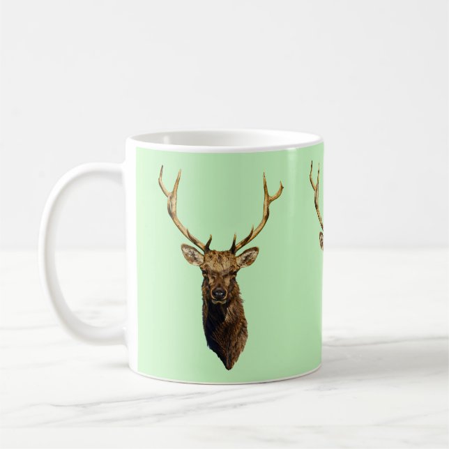 Caneca De Café Touro Elk Cabeça Natureza animal Arte selvagem (Esquerda)