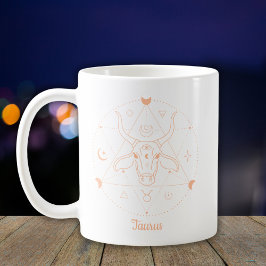 Caneca De Café Touro Linha Arte Branco Pêssego