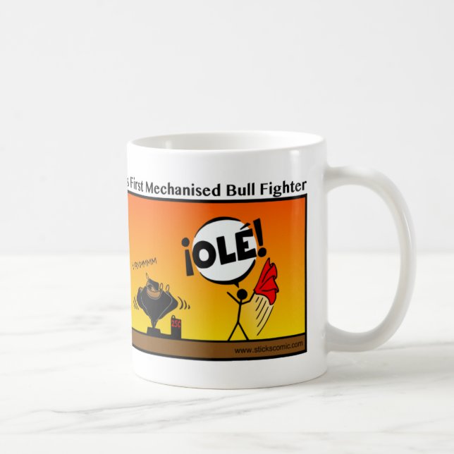 Caneca De Café Touro Mecanizado Engraçado - Stickman Mug - 104 (Direita)