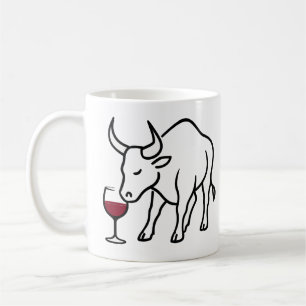 Caneca De Café Touro Minimalista com Vidro Ilustrativo