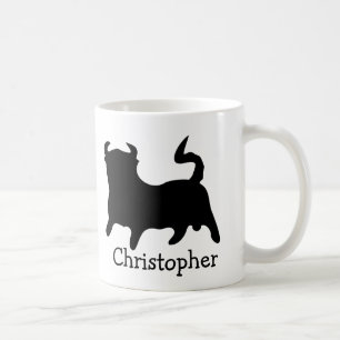 Caneca De Café Touro Preto Design Personalizado