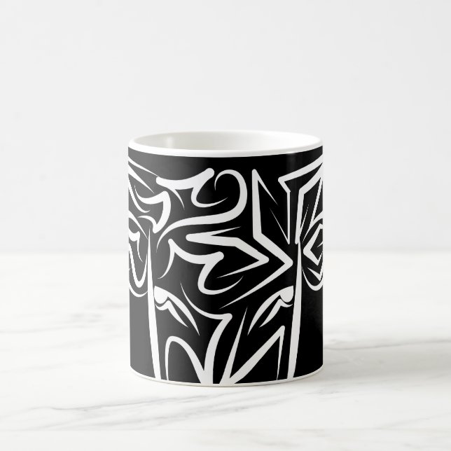Caneca De Café Touro Tribal Negro e Branco / Ox (Centro)