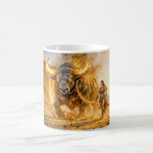 Caneca De Café Touro Zodíaco com Guerreiro Liderando um Celeste F