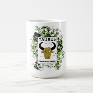 Caneca De Café Touro Zodíaco Mestre do Destino Arte Floral