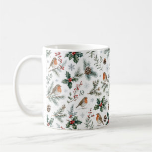 Caneca De Café Toutinegra de Inverno Cone de Pinheiro Azevinho Na