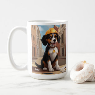 Caneca De Café Trabalhador Adorável de Construção Cão Cachorro Ar