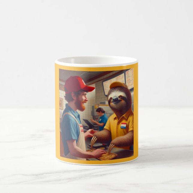 Caneca De Café Trabalhador de Comida Rápida Lenta (Centro)