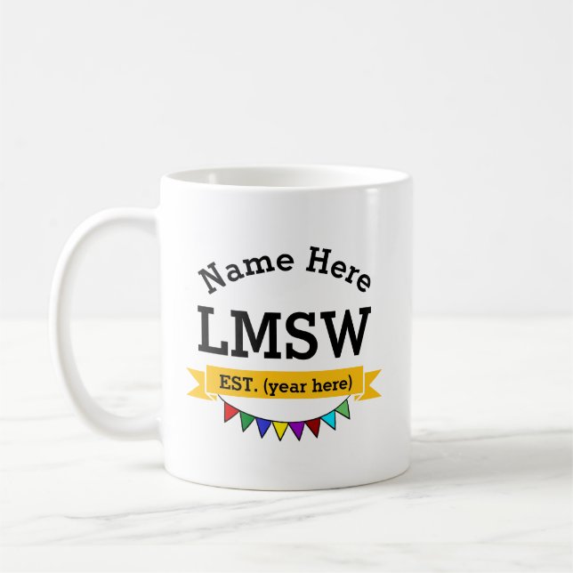 Caneca De Café Trabalhador Social Mestre Licenciado do LMSW Perso (Esquerda)
