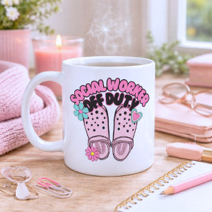 Caneca De Café Trabalhadora Social Boho Fora de Serviço 