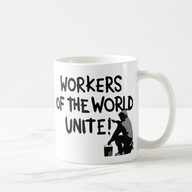 CANECA DE CAFÉ TRABALHADORES O MUNDO UNITE GRAFITE PINTANDO MO (Direita)