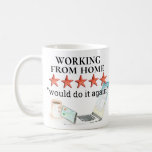 Caneca De Café Trabalhando com a classificação Home 5 Star Funny<br><div class="desc">Este design pode ser personalizado na área fornecida pela alteração da foto e/ou do texto. Ou pode ser personalizado escolhendo o clique para personalizar outra opção e excluir ou alterar a cor do plano de fundo, adicionar texto, alterar a cor ou o estilo do texto ou excluir o texto de...</div>