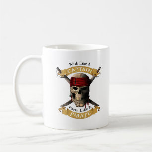 Caneca De Café Trabalhar Como Uma Festa De Capitã Como Uma Joll D