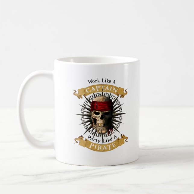 Caneca De Café Trabalhar Como Uma Festa De Capitã Como Uma Joll D (Esquerda)