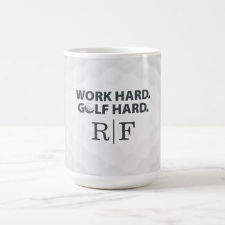 Caneca De Café Trabalhe Duro Golfe Duro Monograma Estilo Retro