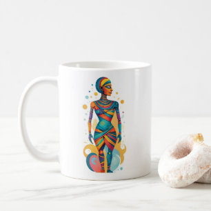 Caneca De Café Trabalho de arte Abstrato moderno com cores brilha