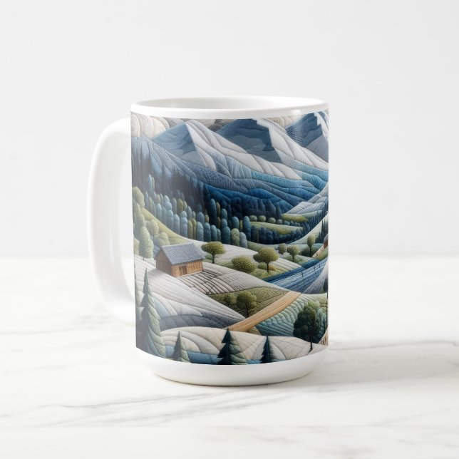 Caneca De Café Trabalho de arte da cena de inverno da montanha (Frente Esquerda)