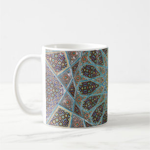 Caneca De Café Trabalho de arte de caleido floral, castanho e ama