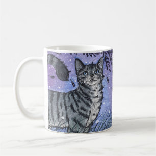 Caneca De Café Trabalho de arte de Gato em Jardim Bliss Aquarela