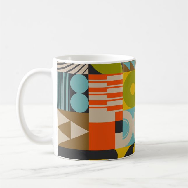 Caneca De Café Trabalho de arte de símbolos de abstrato  (Esquerda)
