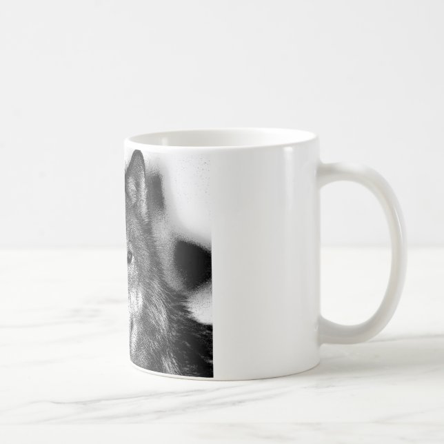 Caneca De Café Trabalho de arte do Lobo Negro e Branco (Direita)