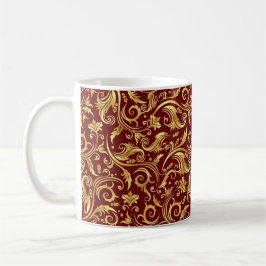 Caneca De Café Trabalho de Rolo Dourado Vermelho Garnet