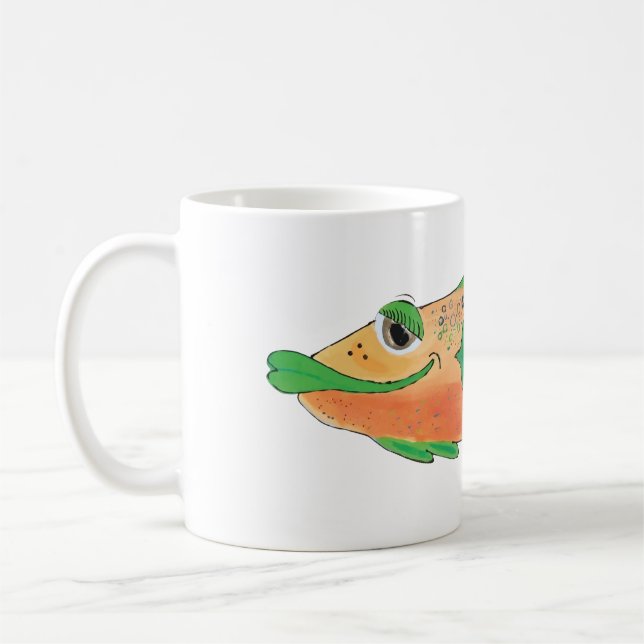 Caneca De Café Trabalhos de arte lunáticos dos peixes na laranja (Esquerda)