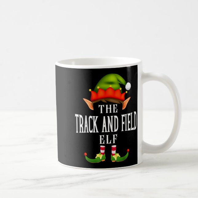 Caneca De Café Track And Field Elf Group Funny Christmas Pajama P (Direita)