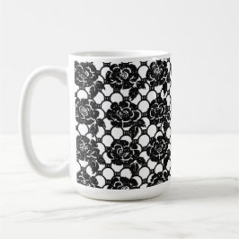 Caneca De Café Traço Floral Negro