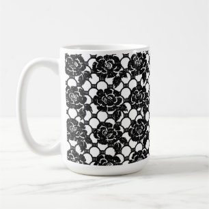 Caneca De Café Traço Floral Negro