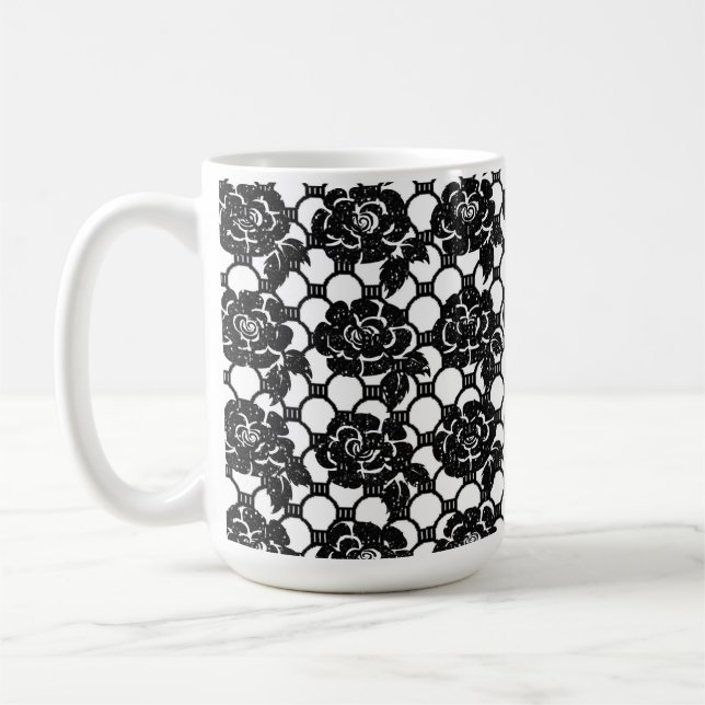 Caneca De Café Traço Floral Negro (Esquerda)