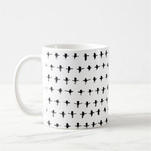 Caneca De Café Traço Geométrico à Mão Preta