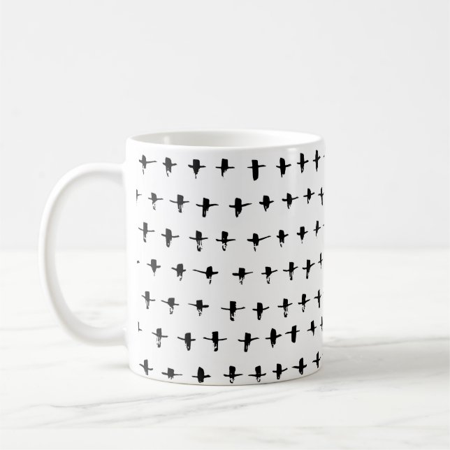 Caneca De Café Traço Geométrico à Mão Preta (Esquerda)