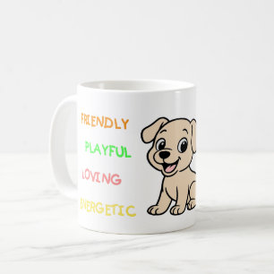 Caneca De Café Traços de Lab Amarelo Cartoon