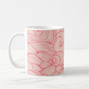 Caneca De Café Traços de onda de abstrato, padrão de colheita.
