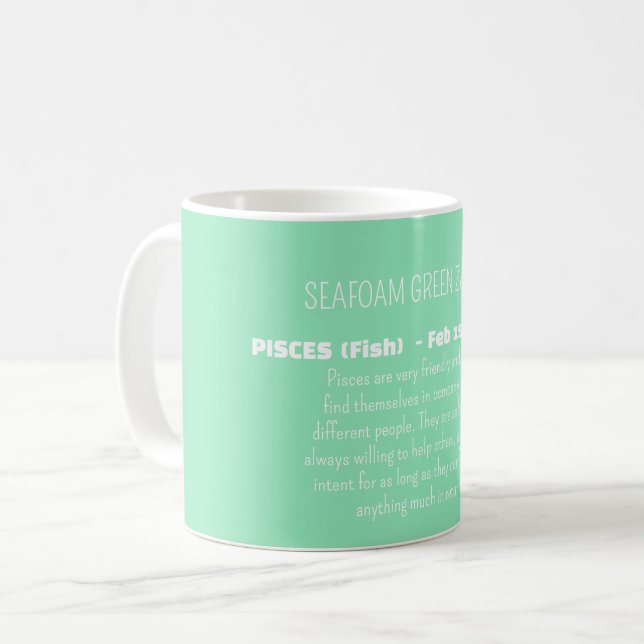 Caneca De Café Traços de Personalidade do Signo de Peixes (Frente Esquerda)